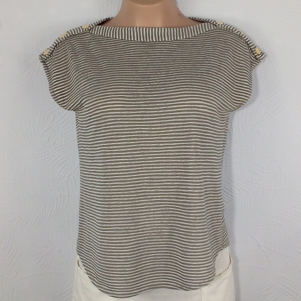 Jones NY sheer stripped sleeveless top//Sz. L